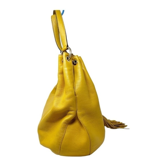 Michael Kors Mustard Yellow Large Gathered Tote Handbag Hobo Shoulder bag - Picture 3 of 10